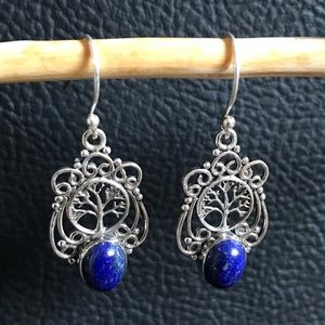 NWOT LAPIS LAZULI Oval Genuine GEMSTONES & 925 Sterling Silver Dangling …